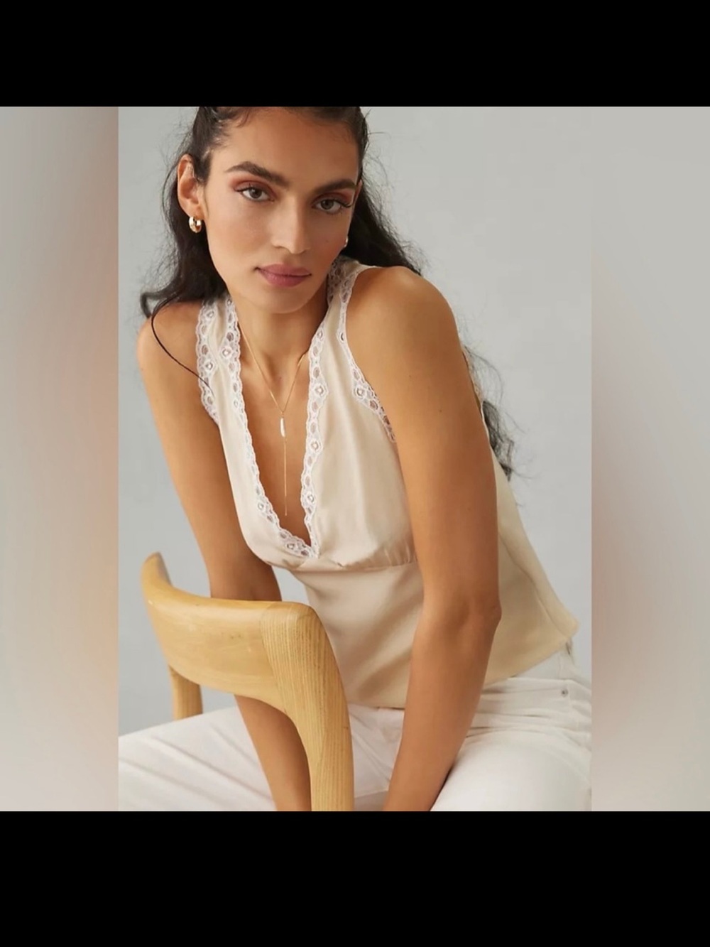 Reformation Valentina lace-trimmed silk top